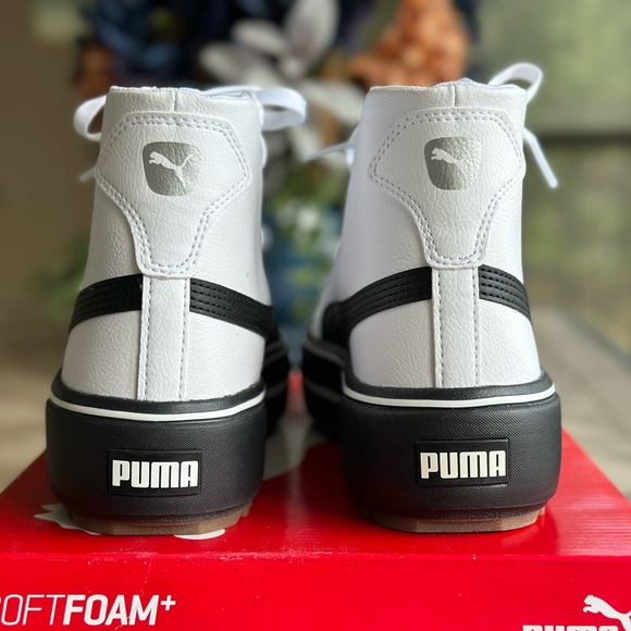 Puma Kaia Mid L White and Black High-Top Sneakers - Picture 8 of 14